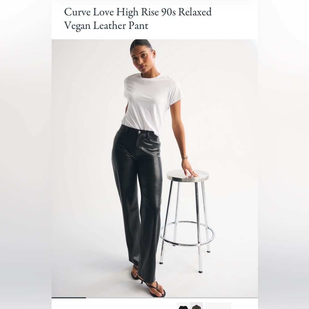 Abercrombie & Fitch Black High-Rise Wide Leg Faux Leather Pants